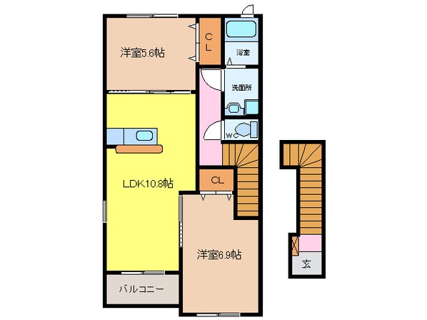 蟹江駅 徒歩35分 2階の物件間取画像